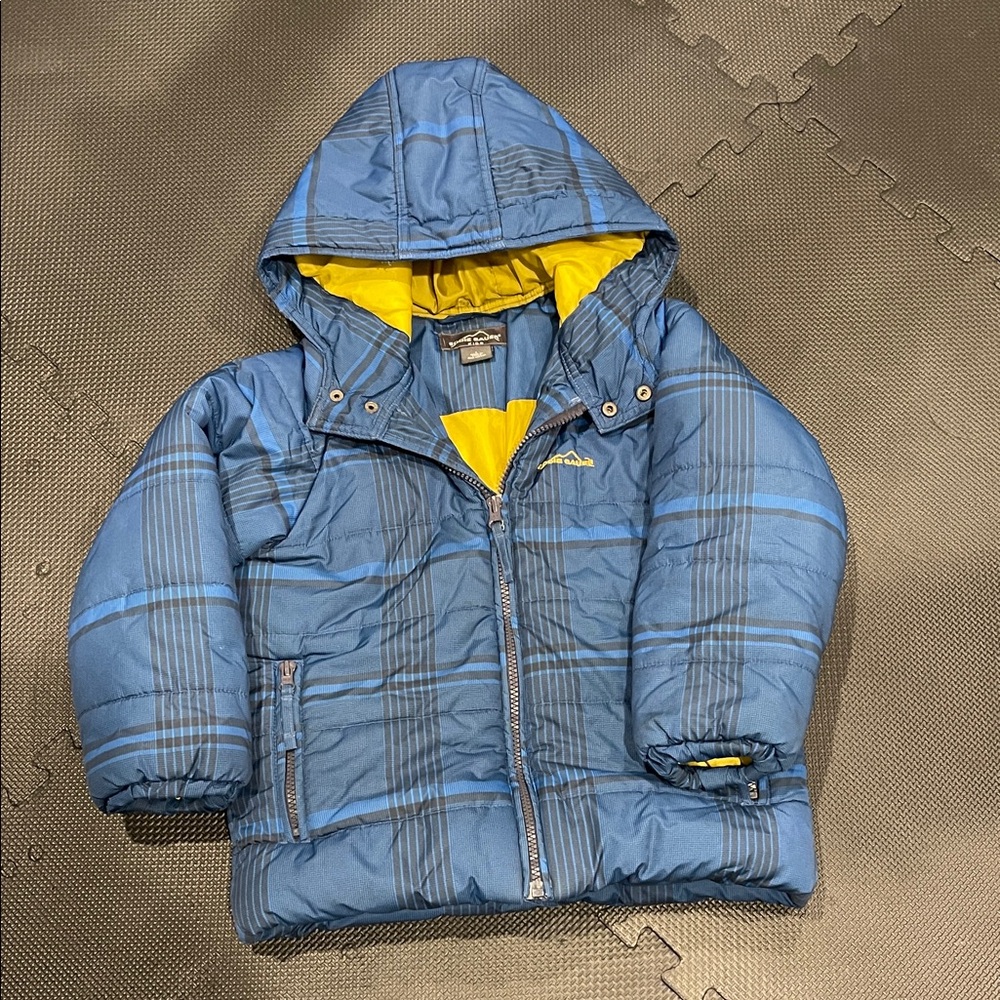 Eddie Bauer Kids Blue and Yellow Puffer Jacket